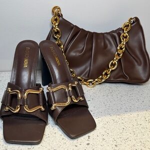 New Brown Heels & Purse